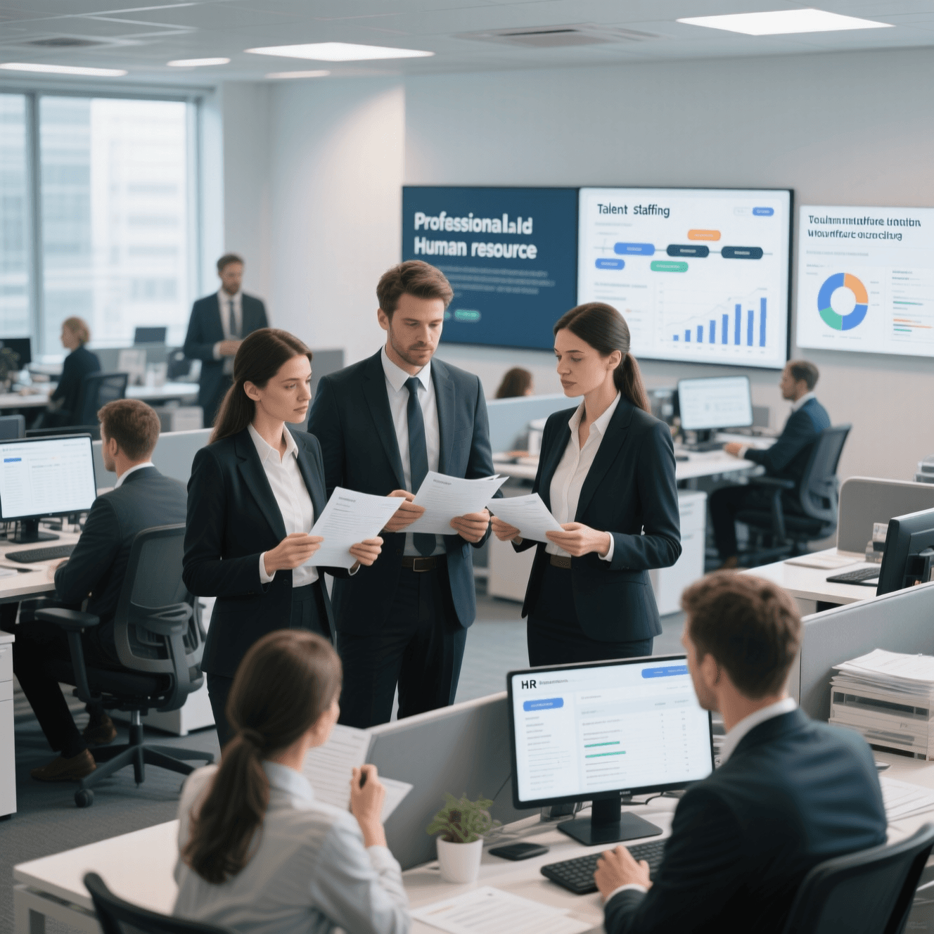 Professional HR team providing comprehensive staffing, outsourcing, and recruitment services to diverse business clients