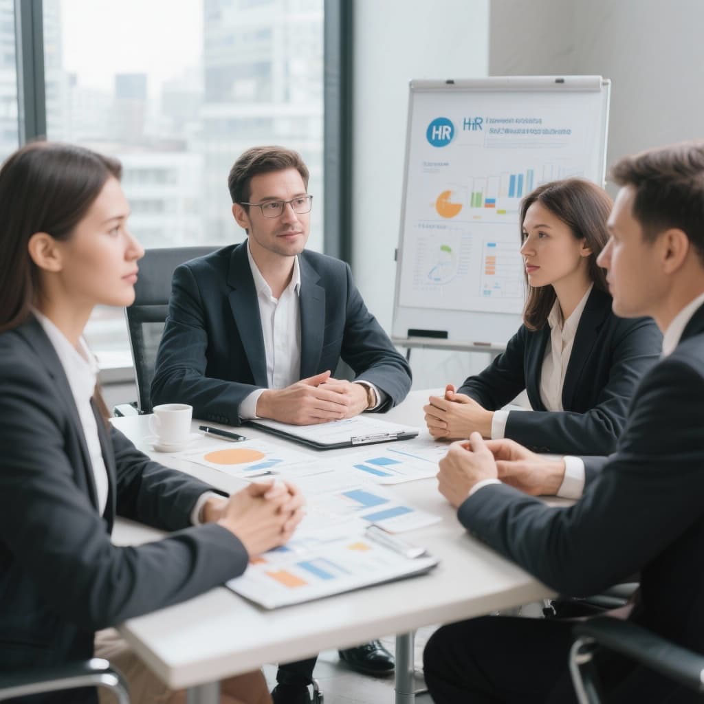 Professional consultation meeting with HR experts discussing business needs, strategy planning, and customized solutions